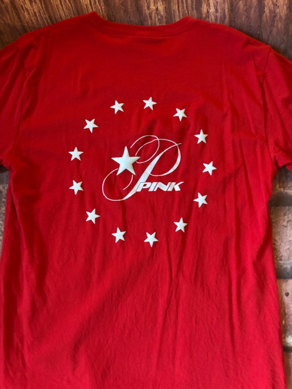 VS PINK Campus Tee Extra Small T-Shirt Red USA Victoria’s Secret Stars Logo OS
